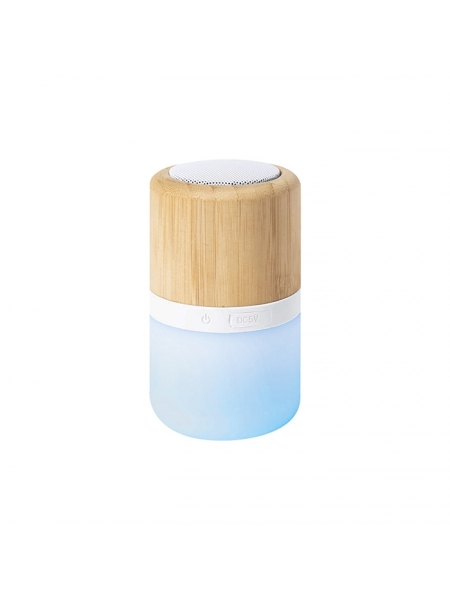 Speaker Bluetooth ricaricabile in Bamboo con lampada a LED